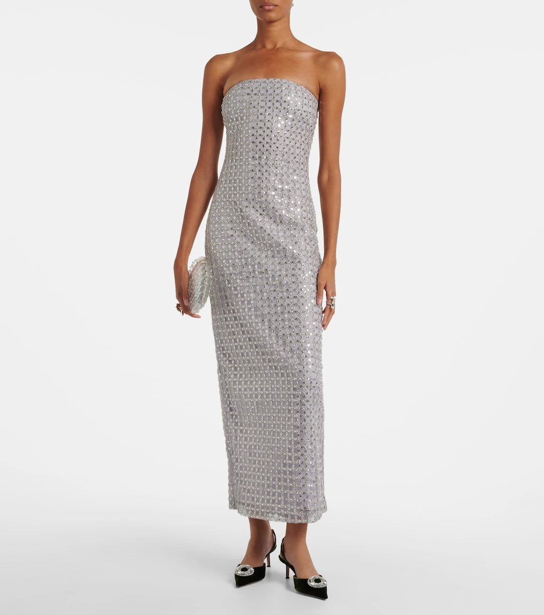 Rotate - Embellished mesh cocktail dress
