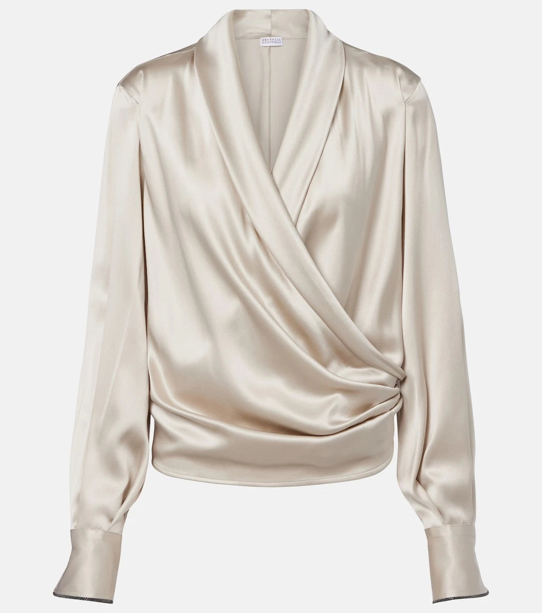 Brunello Cucinelli - Draped silk-blend blouse