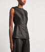 Lauren Manoogian Brown Leather Bodice Top