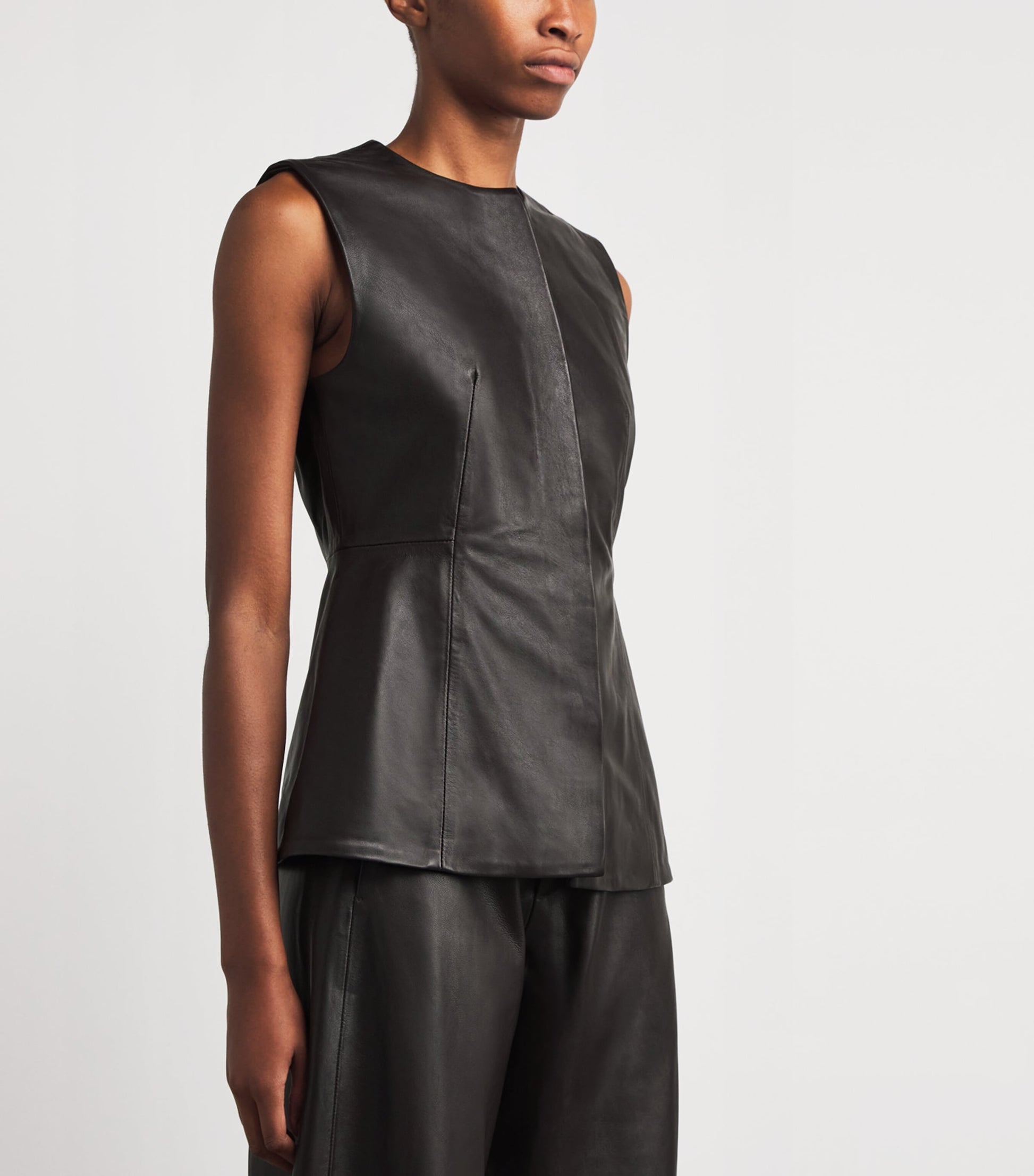 Lauren Manoogian Brown Leather Bodice Top