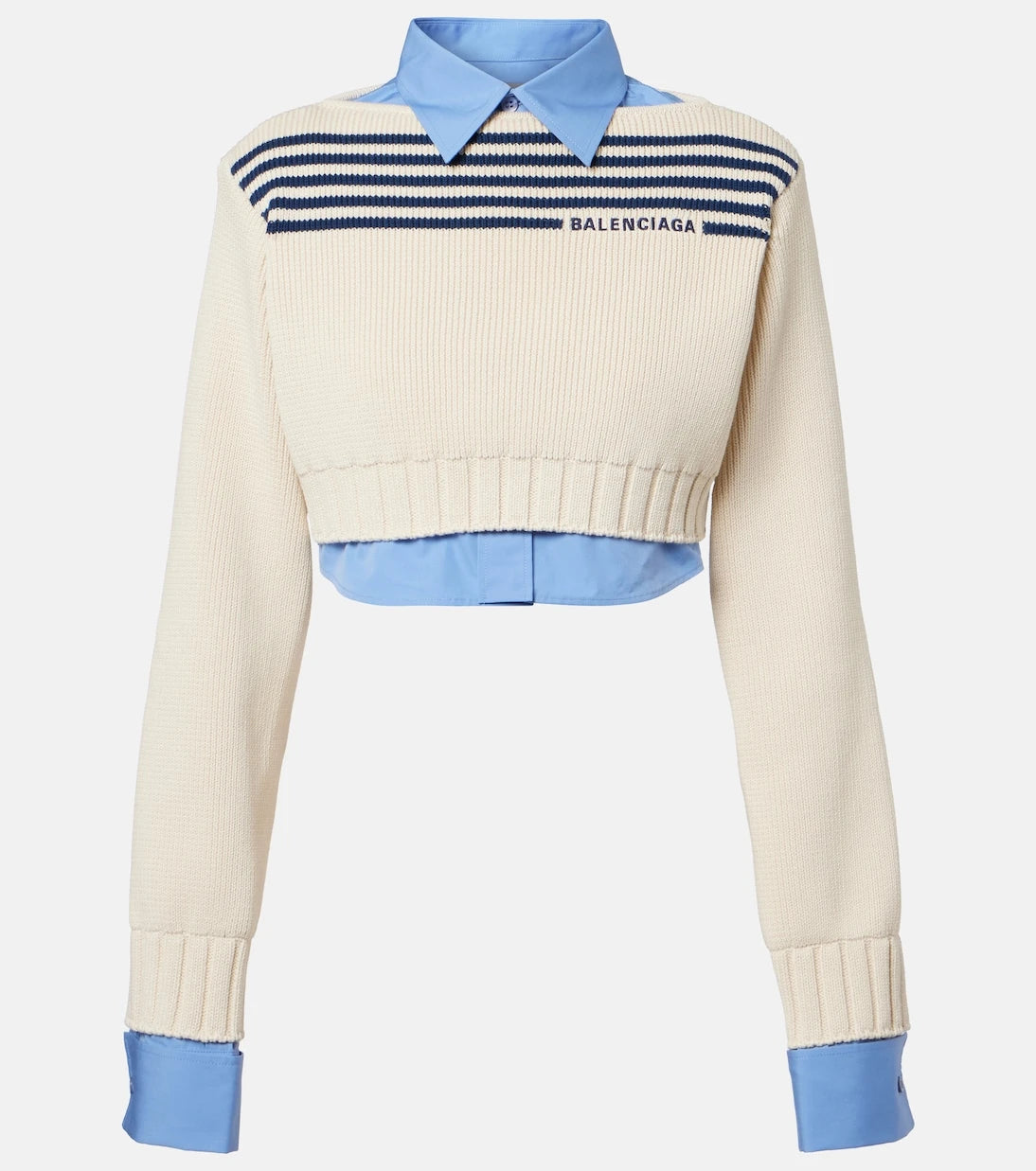 Balenciaga - Striped cropped cotton sweater