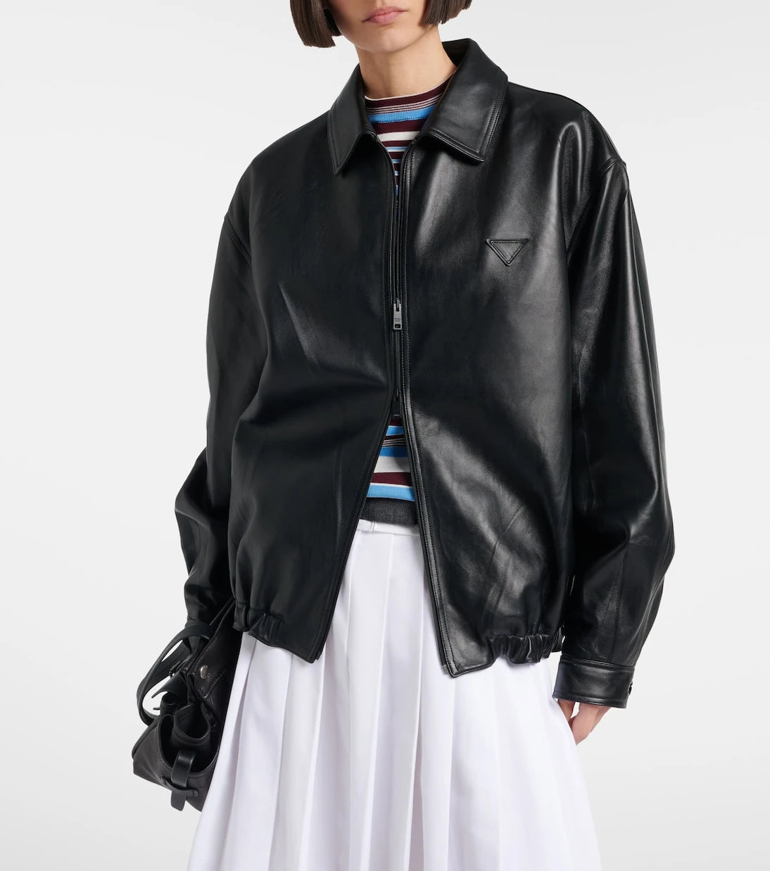 Prada - Leather blouson jacket