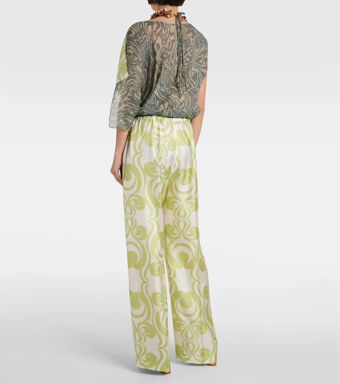 Dries Van Noten - Printed silk wide-leg pants