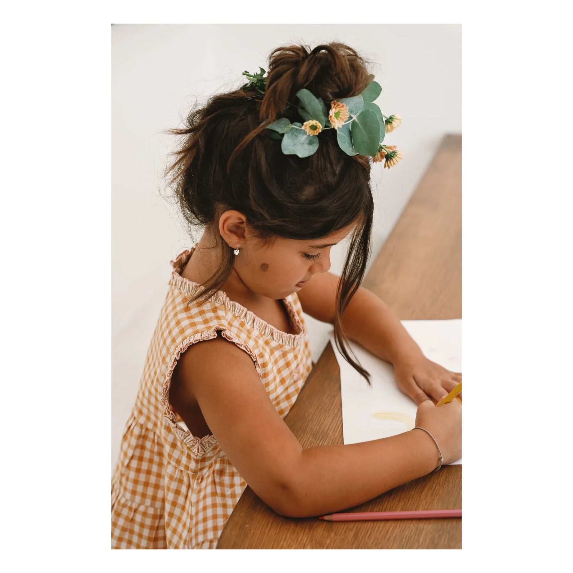 Lilinoa - Top Brodé Esther Carreaux | Caramel