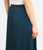 Maje Blue Rhinestone Pleated Midi Skirt