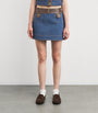 Sandro Paris Blue Denim Contrast-Trim Skirt