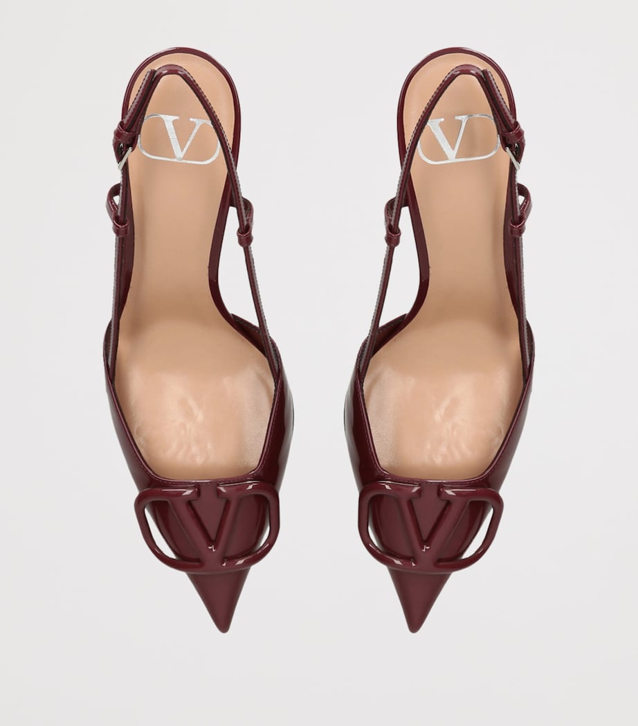 Valentino Garavani Burgundy Leather VLogo Slingback Pumps 80