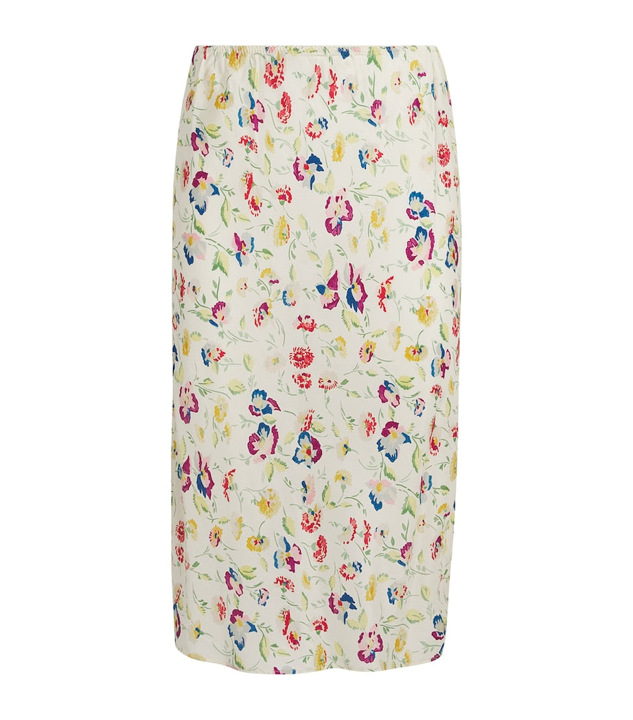 DÔEN Multi Silk-Blend Satin Elowette Midi Skirt