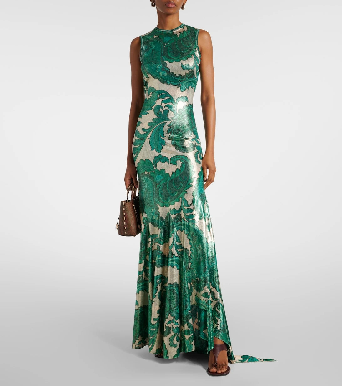 Etro - Paisley open-back lamé maxi dress