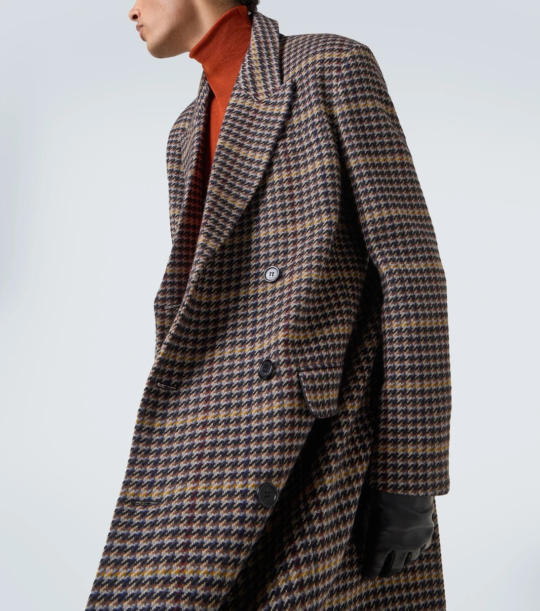 Saint Laurent - Houndstooth wool overcoat