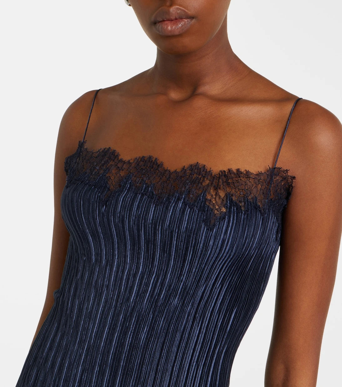Fforme - Lumi lace-trimmed pleated midi dress