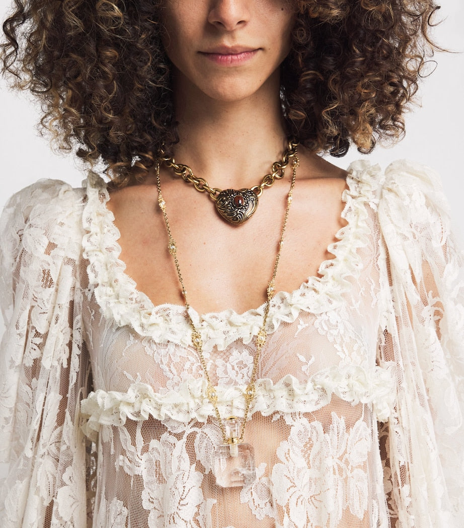 White Lace Long-Sleeve Maxi Dress