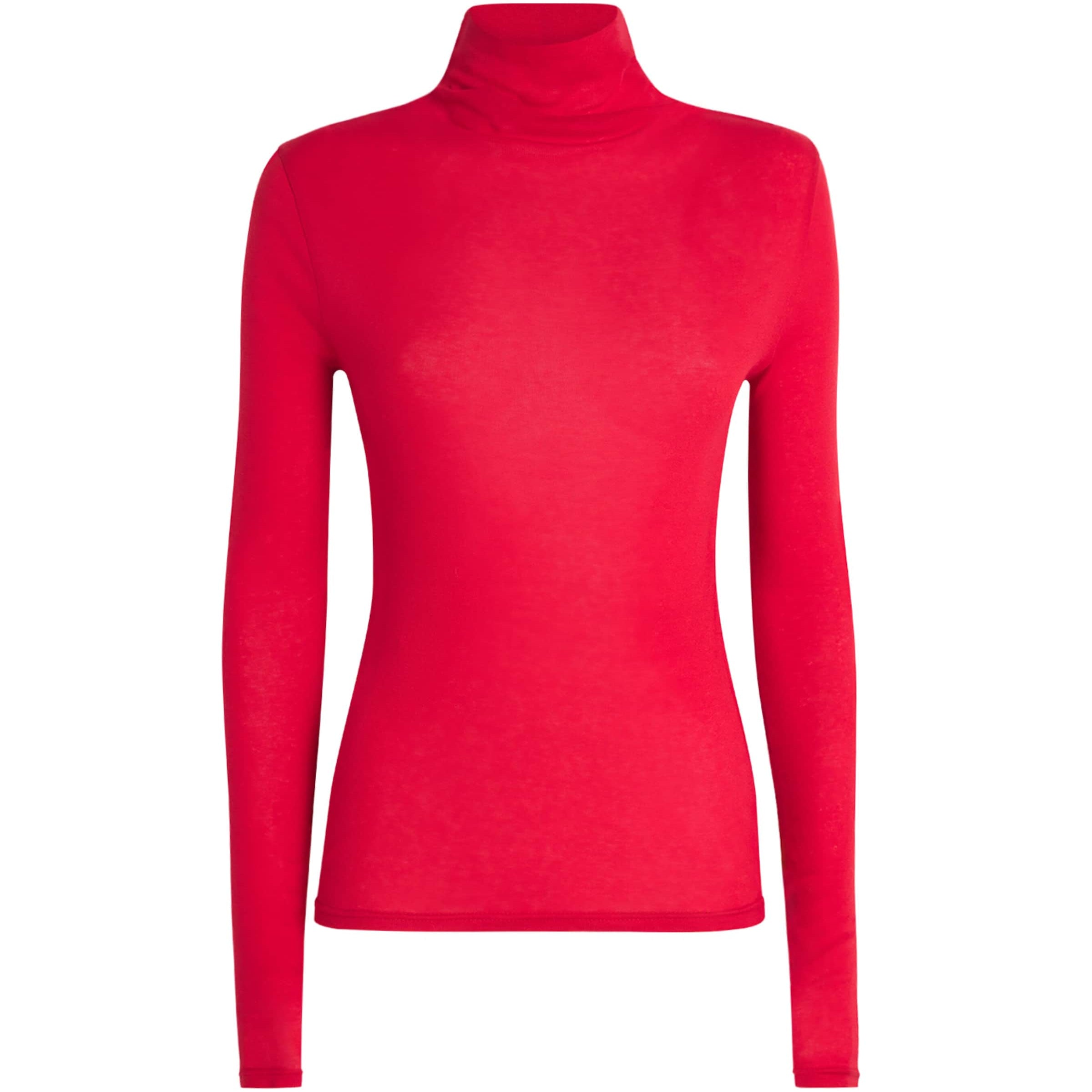 ME+EM Red Cotton Sheer High-Neck Top