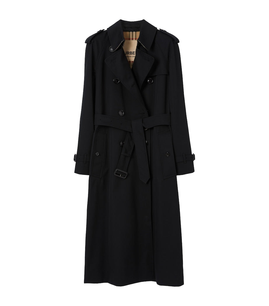 Black Gabardine Waterloo Long Trench Coat
