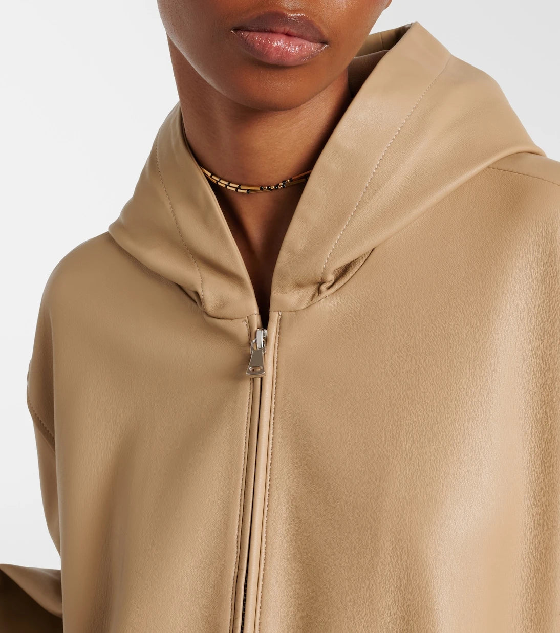 Nour Hammour - Leo leather zip-up hoodie