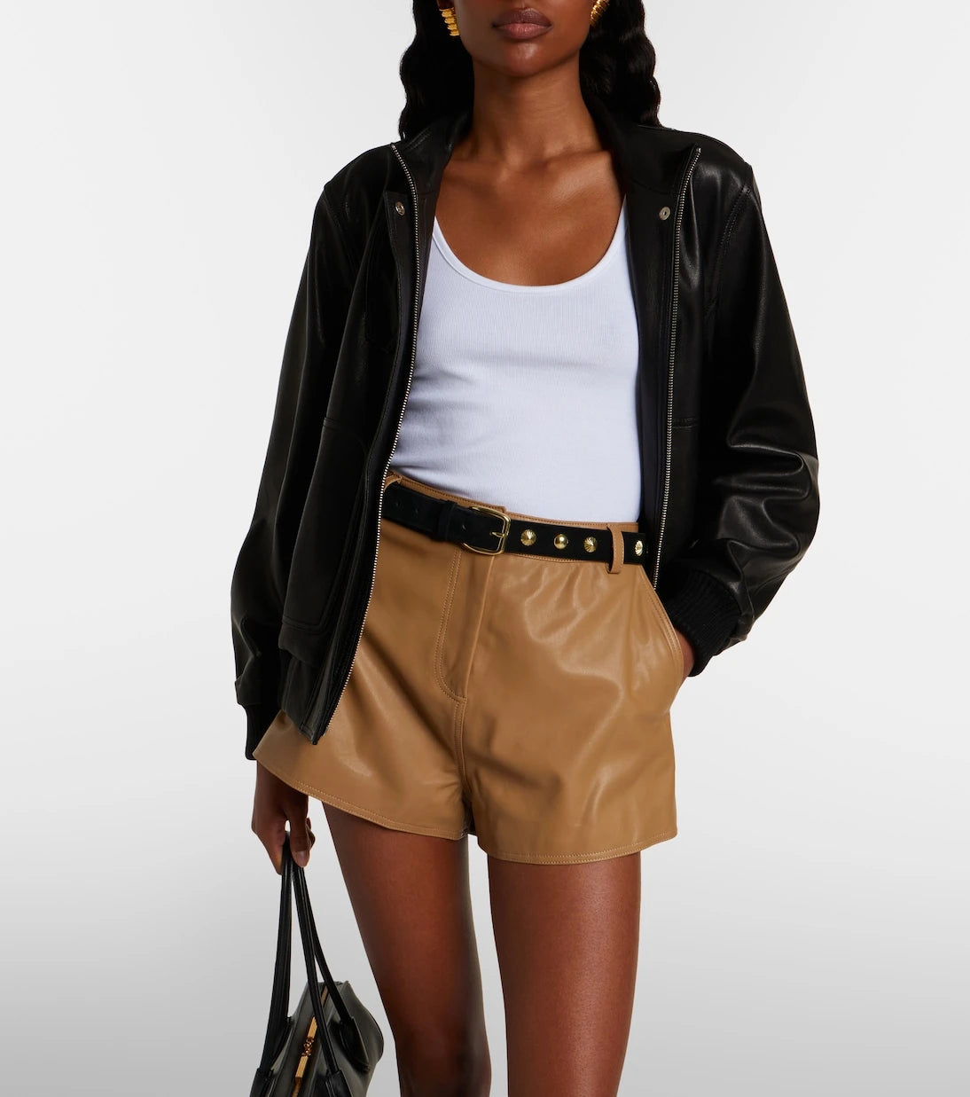 Nour Hammour - Leontine leather shorts