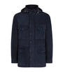 Navy Suede Four-Pocket Jacket