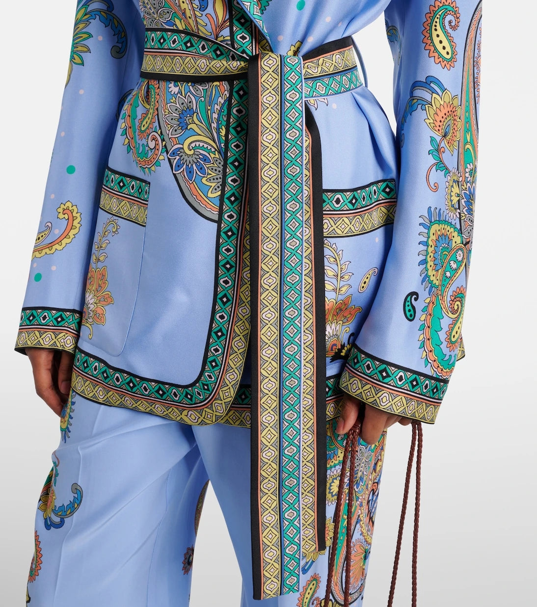 Etro - Paisley silk twill wrap blazer