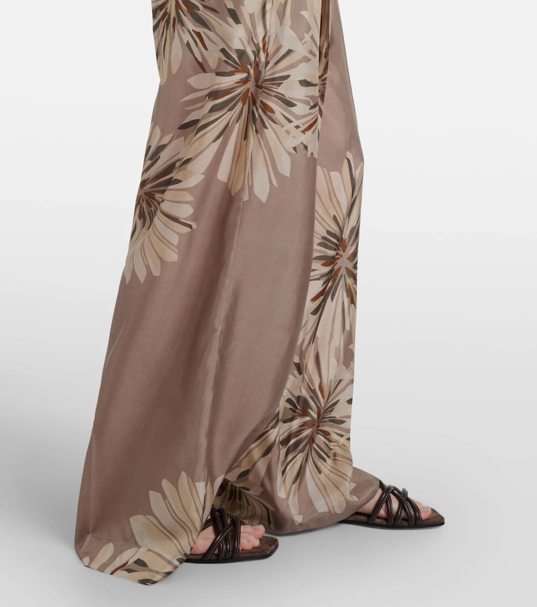 Brunello Cucinelli - Floral silk pongee wide-leg pants