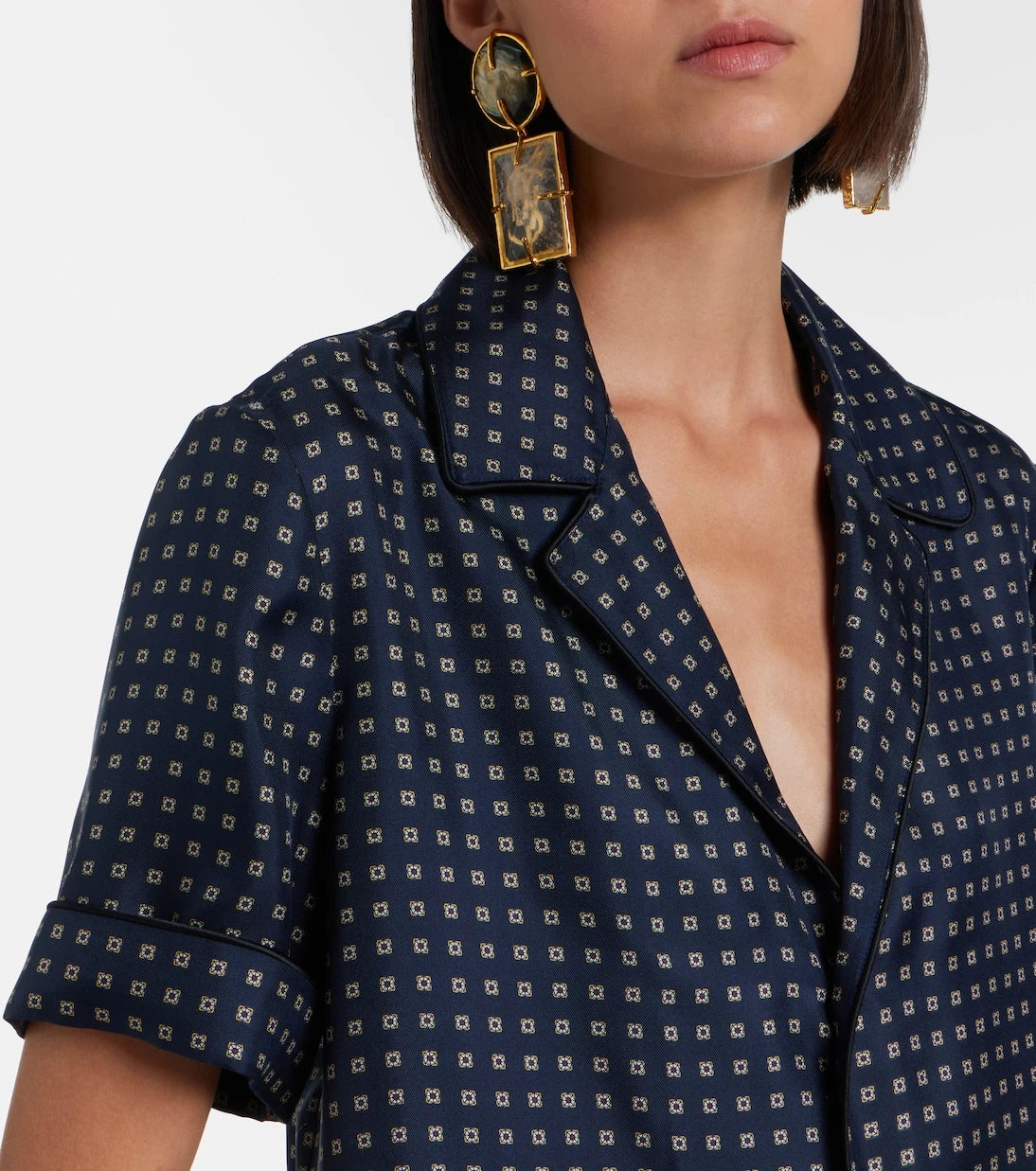 Saint Laurent - Printed silk satin pajama shirt
