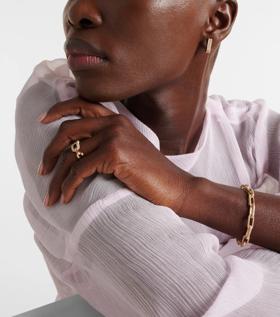 Shay Jewelry - Cable Link 18kt gold ring with diamonds