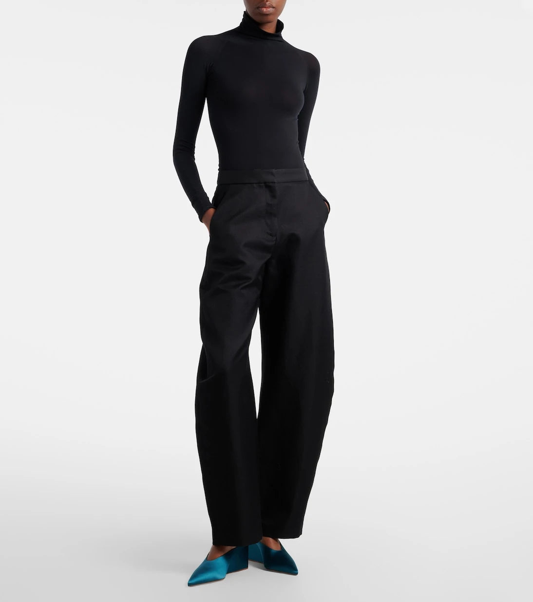 Alaïa - Cube satin wedge mules