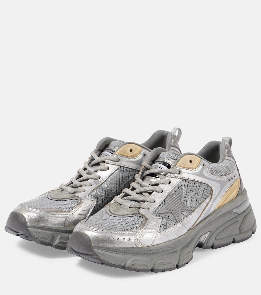 Golden Goose - Lightstar metallic leather and mesh sneakers