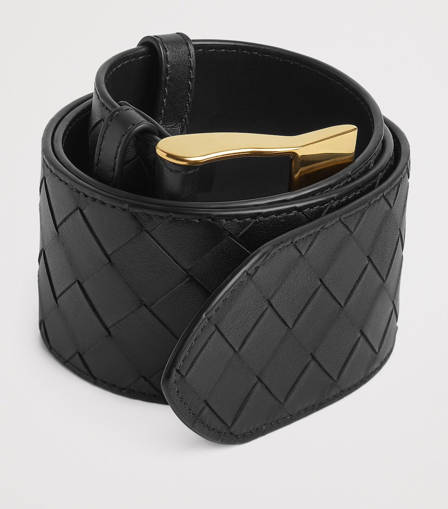Bottega Veneta Black Large Calfskin Intrecciato Watch Belt
