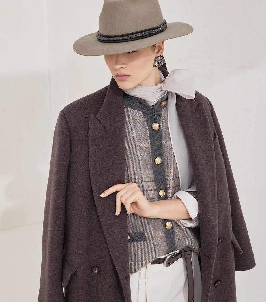 Brunello Cucinelli Brown Virgin Wool-Cashmere Belted Trench Coat