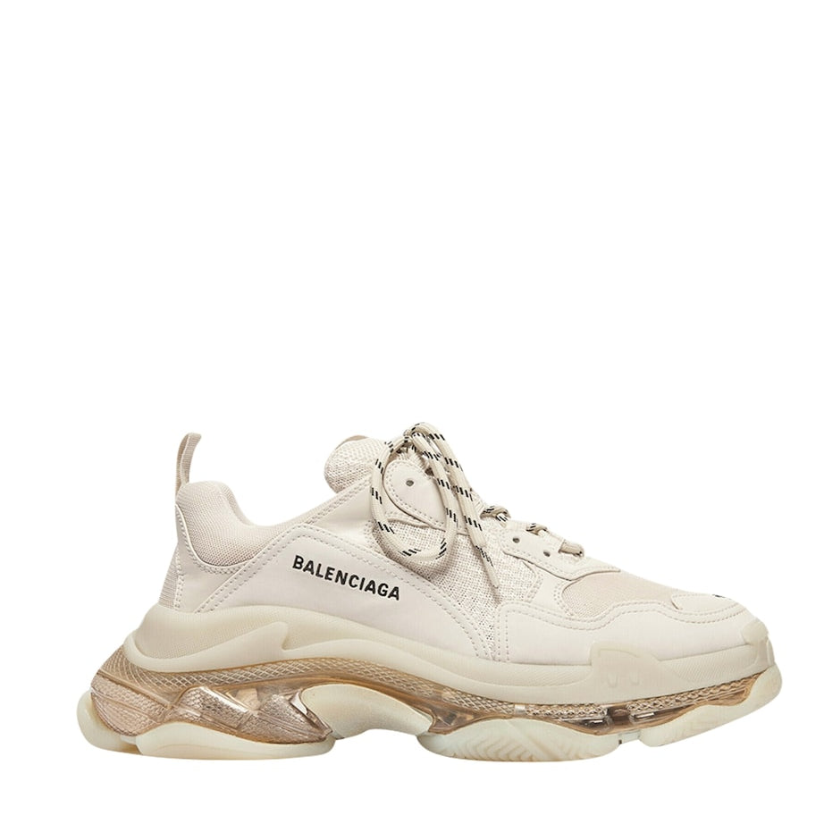 Balenciaga Beige Triple S Clear Sole Sneakers