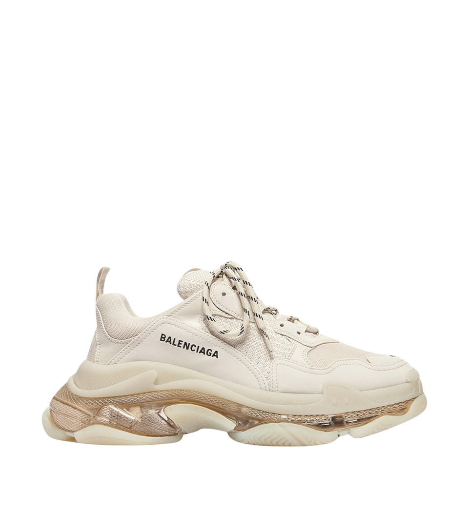 Balenciaga Beige Triple S Clear Sole Sneakers