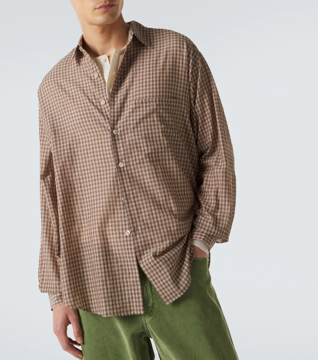 Auralee - Gingham cotton poplin shirt