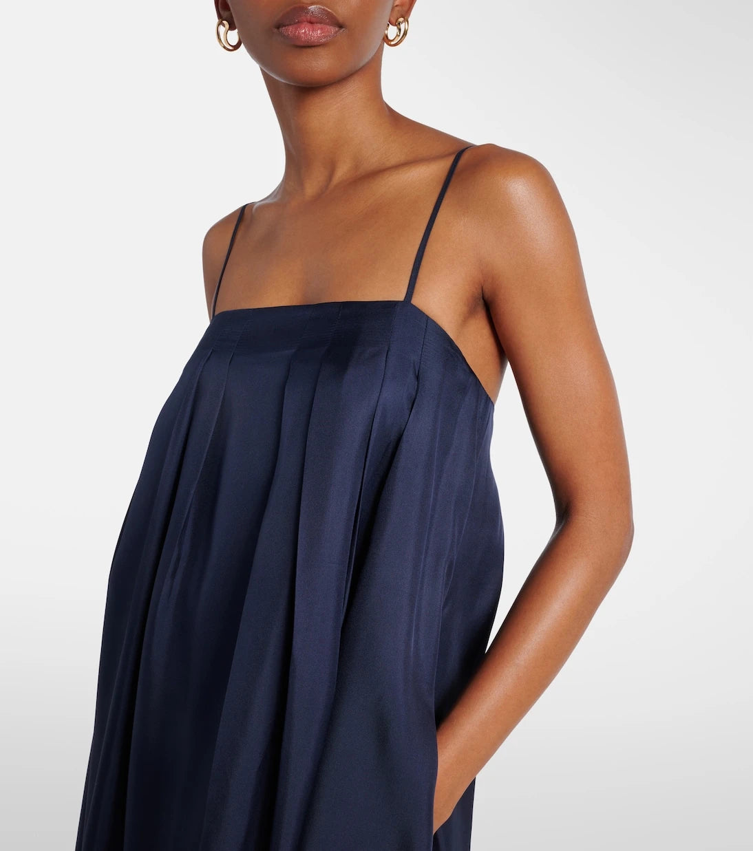 Asceno - Heather pleated silk twill maxi dress