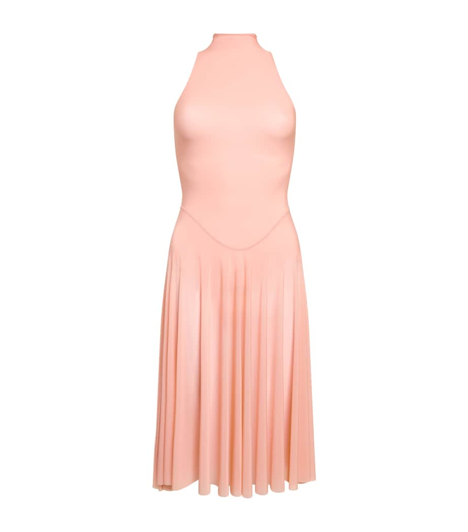 Beige Milky Sheer Midi Dress