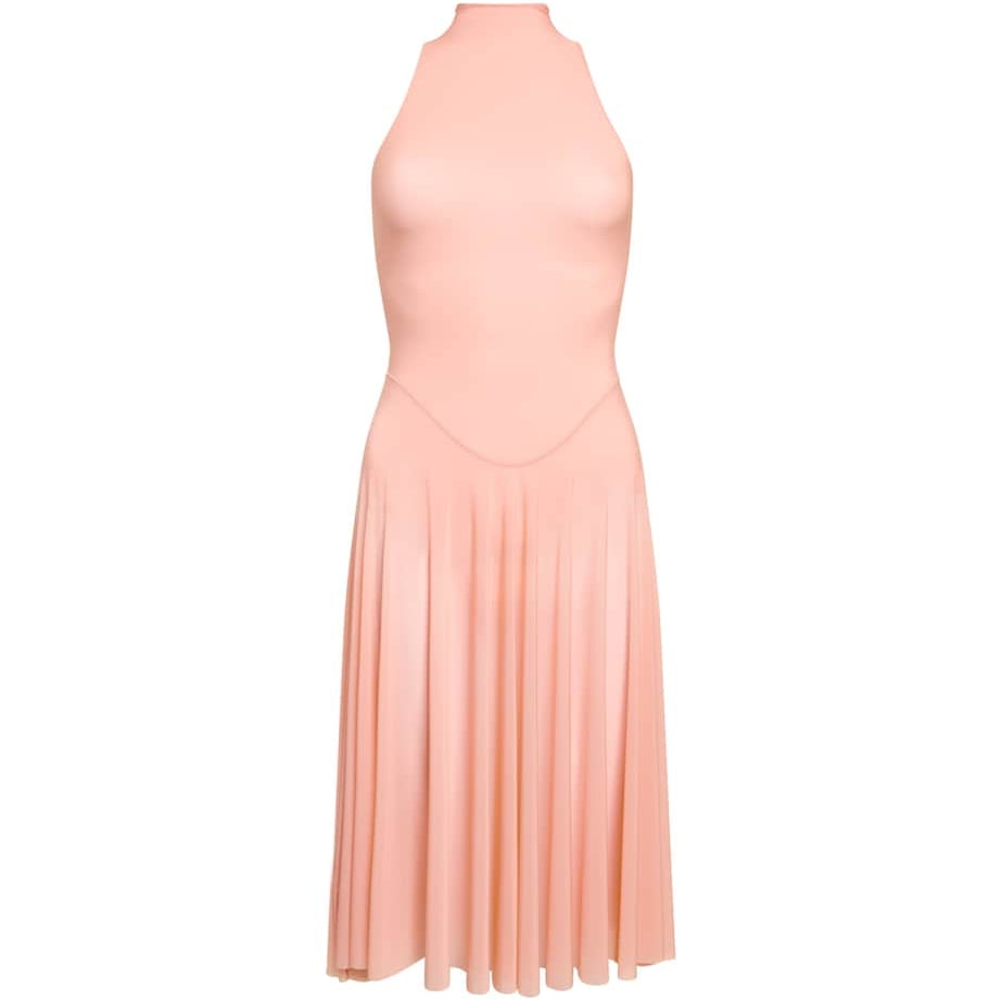 Beige Milky Sheer Midi Dress