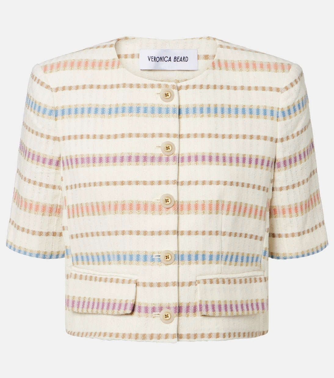 Veronica Beard - Orville striped cropped cotton-blend jacket