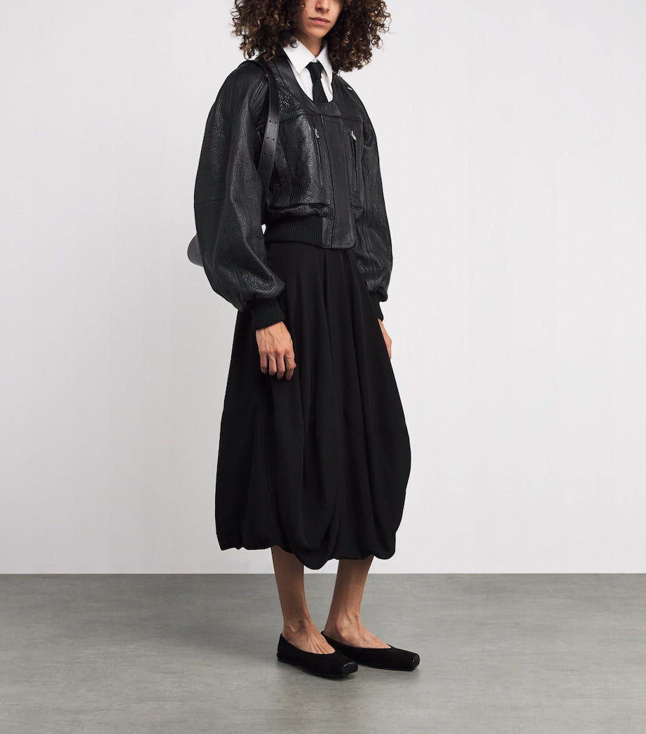Jacquemus Black Gained Leather Bomber Jacket