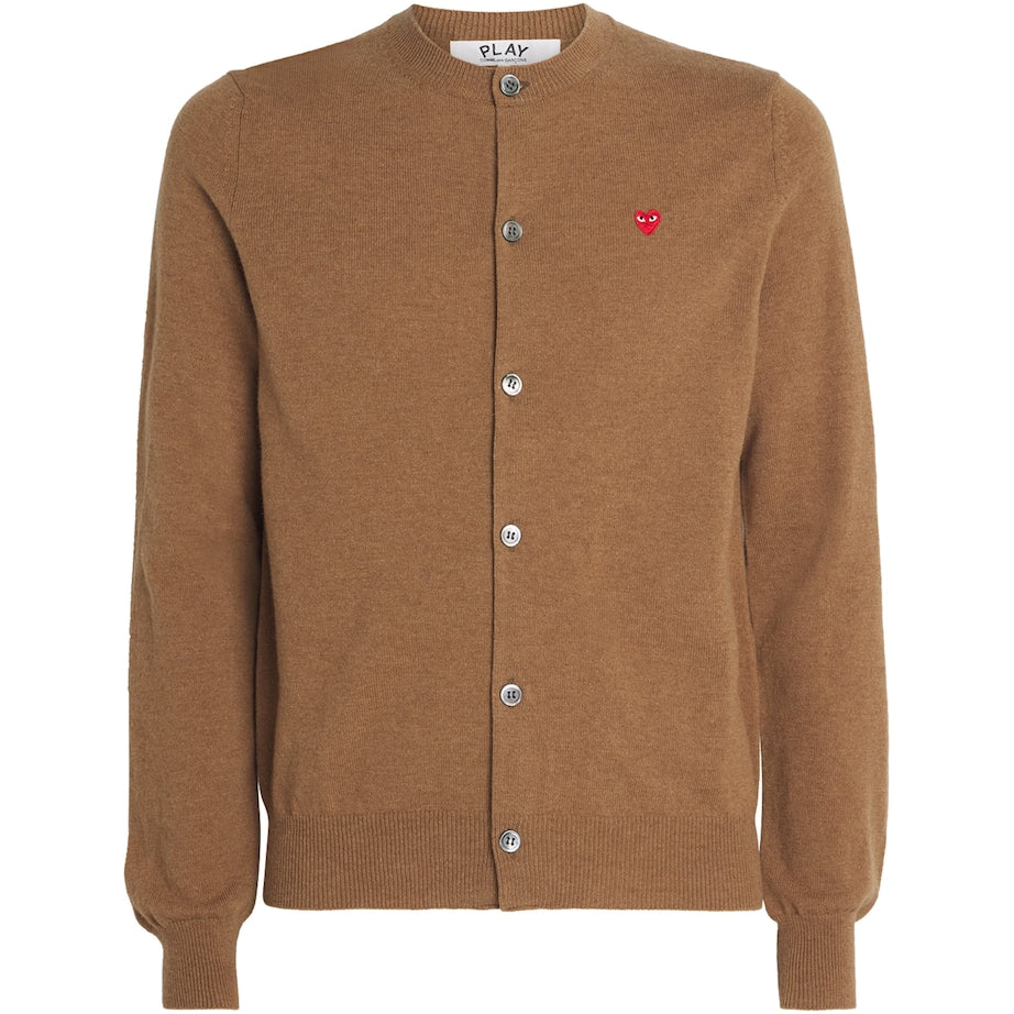 Comme Des Garçons Play Brown Wool Mini Heart Cardigan