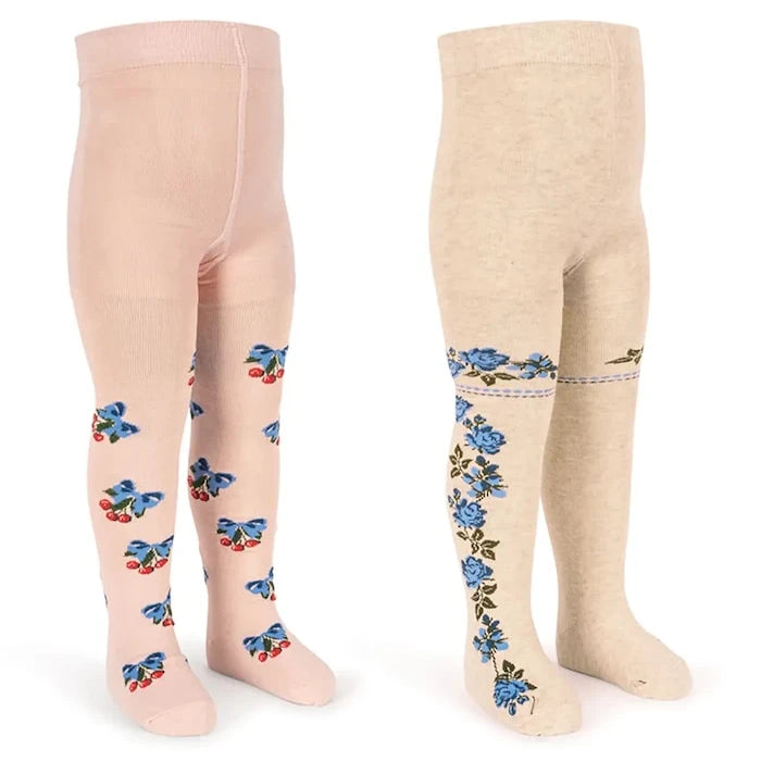 Детски чорапогащи Konges Sløjd 2 PACK FLOWER AND CHERRY JACQUARD TIGHTS (2 броя)