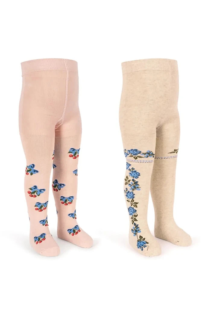 Детски чорапогащи Konges Sløjd 2 PACK FLOWER AND CHERRY JACQUARD TIGHTS (2 броя)