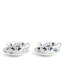 Set of 2 Wild Strawberry Inky Blue Teacups and Saucers