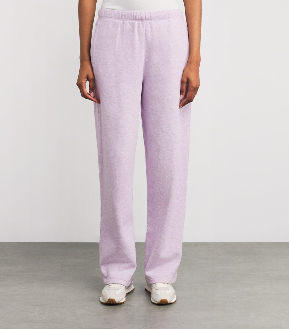 Purple Cotton-Blend Fleece Straight Sweatpants