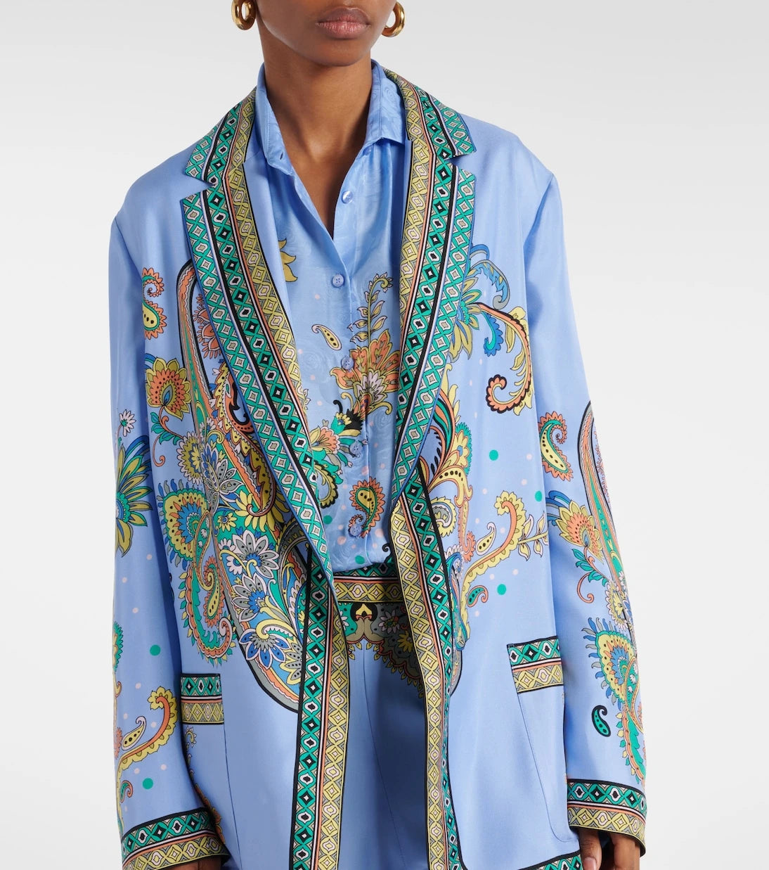 Etro - Paisley silk twill wrap blazer