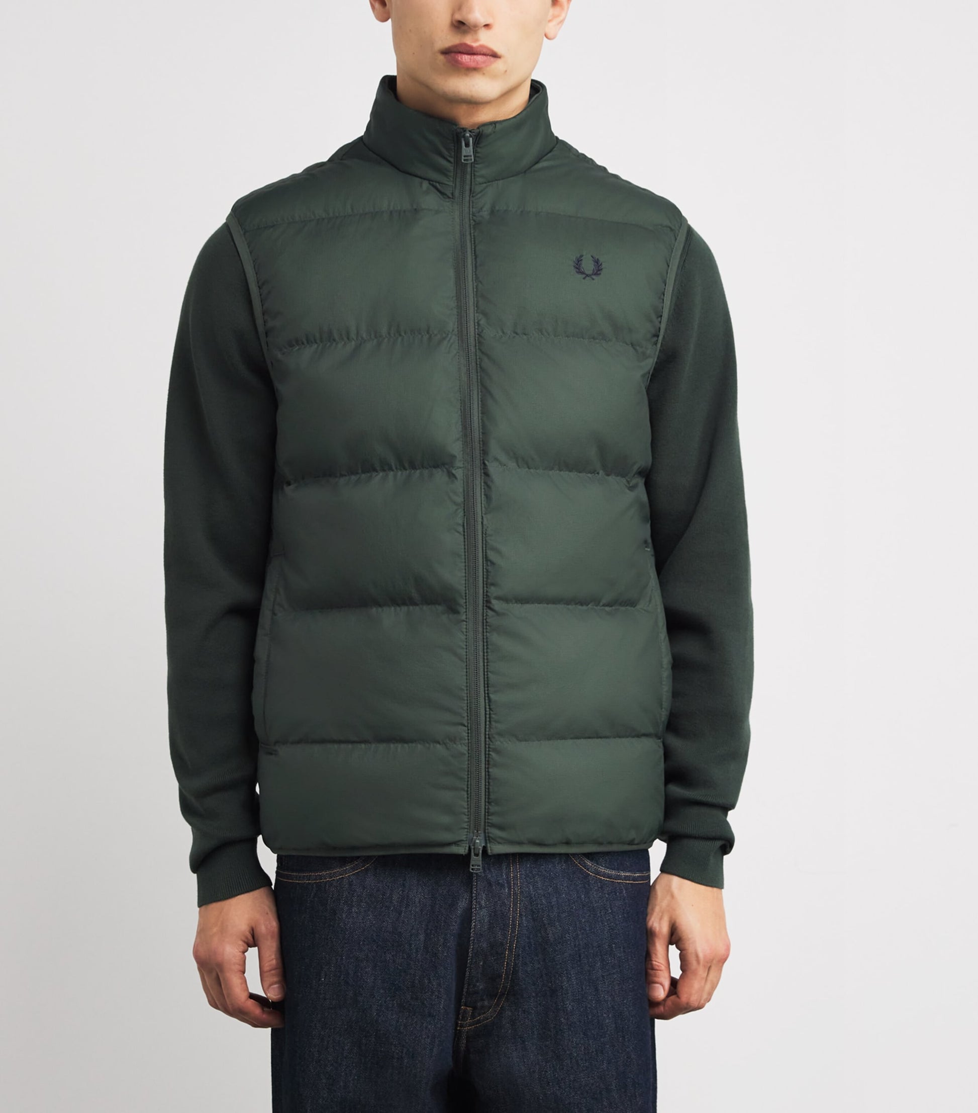 Fred Perry Green Padded Logo GIlet