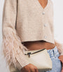Cinq A Sept Beige Feather-Trim Bria Cardigan