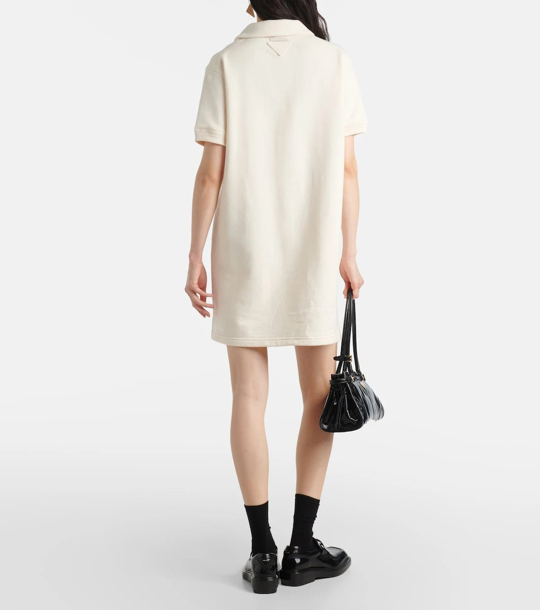 Prada - Logo cotton fleece polo dress