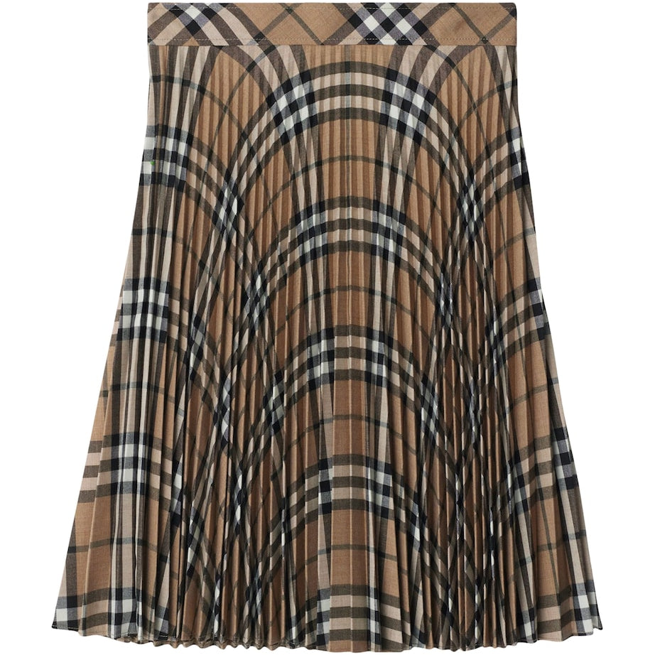 Burberry Beige Check Pleated Mini Skirt