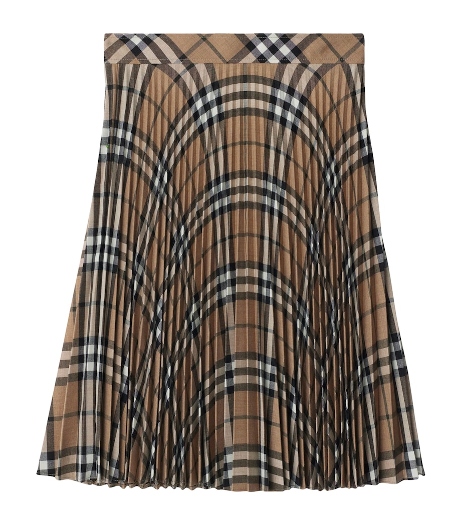 Burberry Beige Check Pleated Mini Skirt