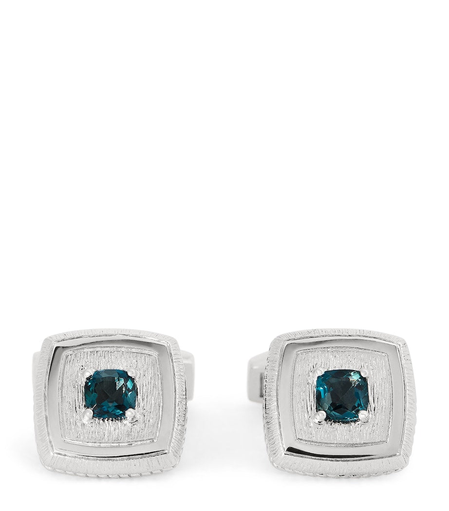 Sterling Silver and Topaz Graffiato Cufflinks