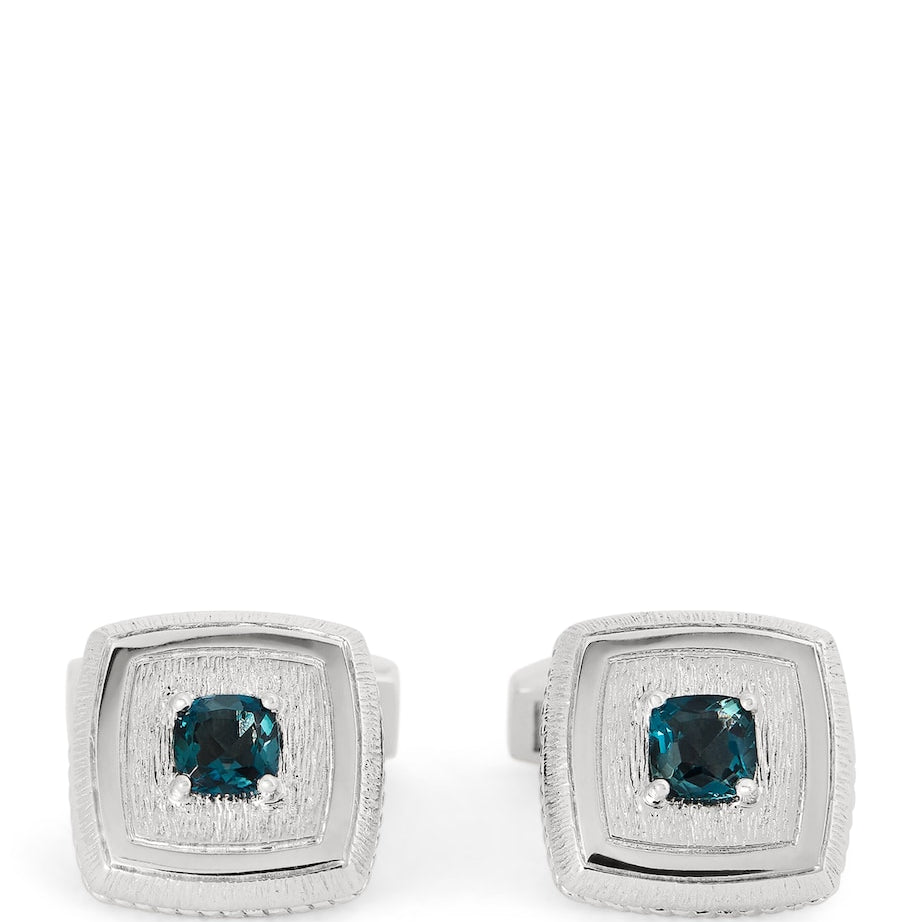 Sterling Silver and Topaz Graffiato Cufflinks